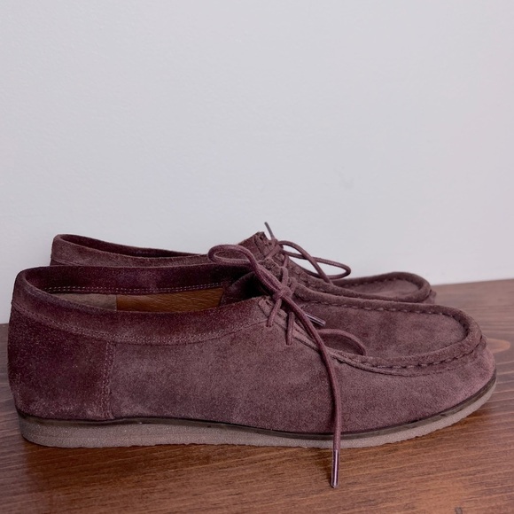 Lucky Brand Acaciah Flat Leather Suede Laced Boat Shoe in Rich Chestnut Fall - Picture 7 of 11